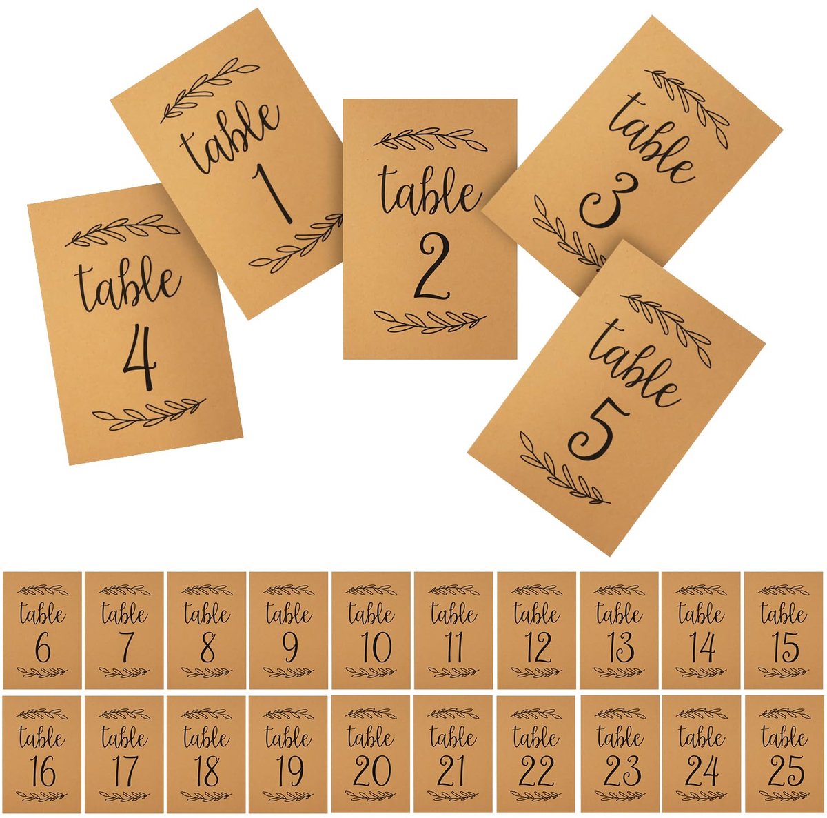Dailygoods - 25 Stuks Tafelnummer Kaarten voor Bruiloften - Dubbelzijdig en Makkelijk te Gebruiken