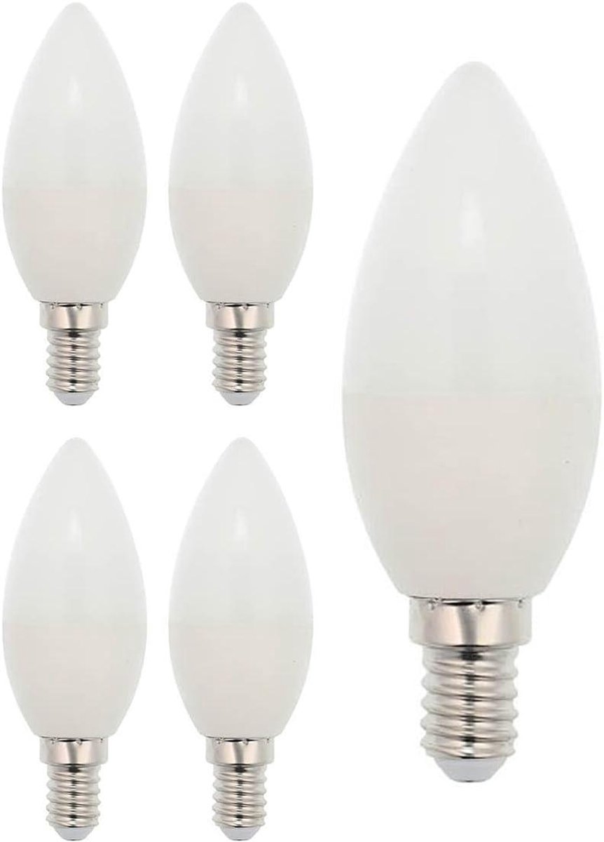 Led Kaarslamp - Energiezuinig Licht - Binnenruimtes Verlichten - Vervangt 50W - 5 stuks - Transparant