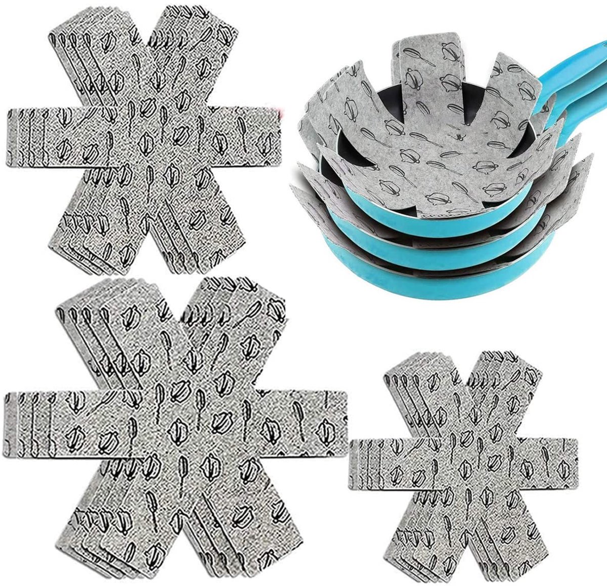 Dailygoods - Set van 6 Antislip Beschermers voor Pannen, Diverse Maten voor Optimale Bescherming