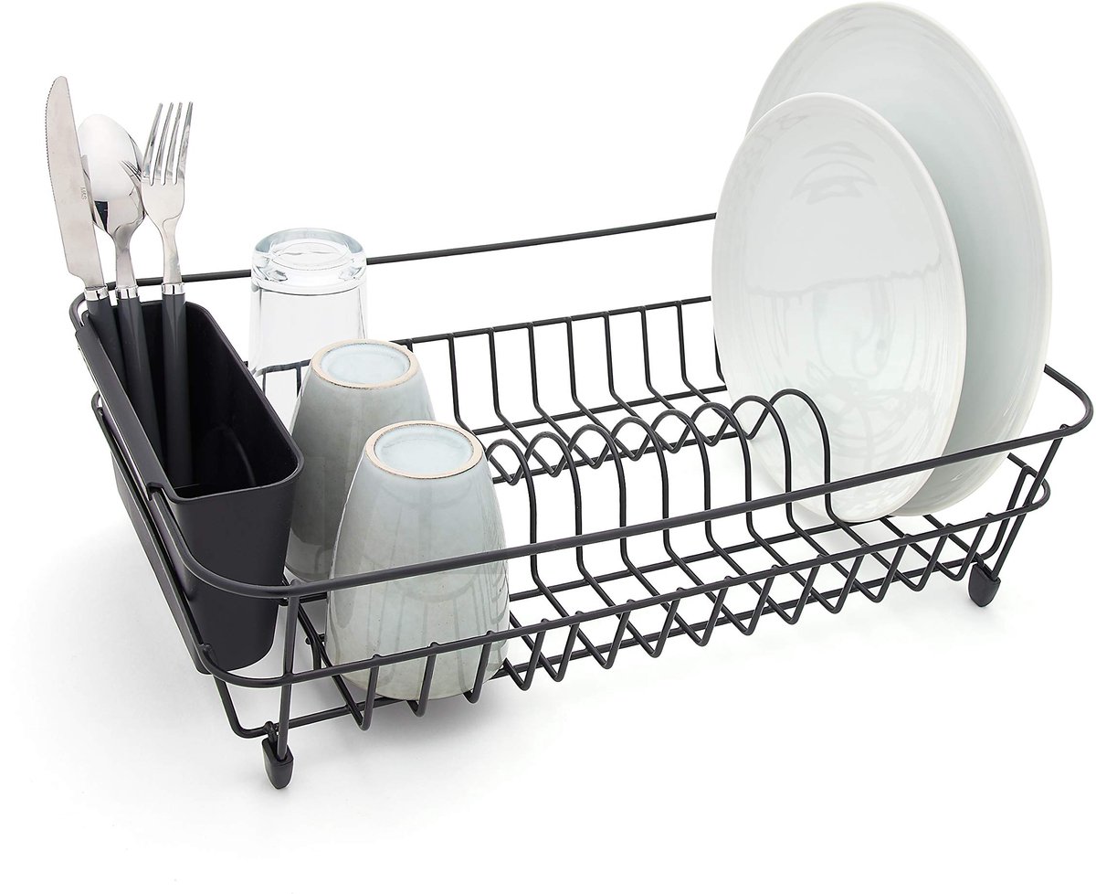 Dailygoods - Dish Draining Rack - Roestvrijstalen Droogrek met Bestekbak