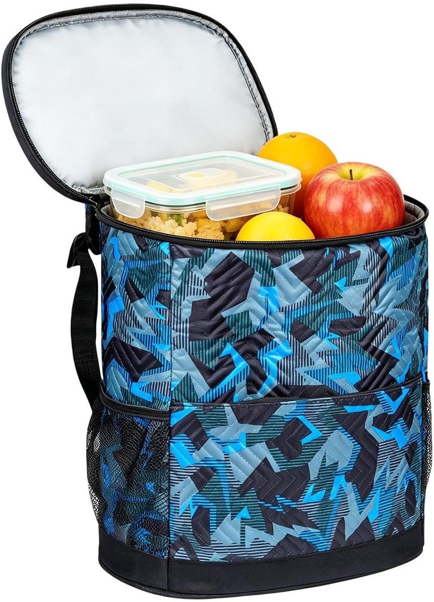 Koeltas Lunchtrommel - Lekvrije Opvouwbare Tas - Eten Koel Houden - Geïsoleerd Lekdicht - 33 x 29 cm - Camouflageblauw