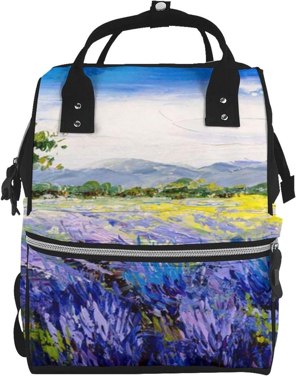 Lavendel Luiertas Rugzak - Mommie Tas - Multifunctioneel Reizen - Waterdichte Stof - 40 cm - Zwart