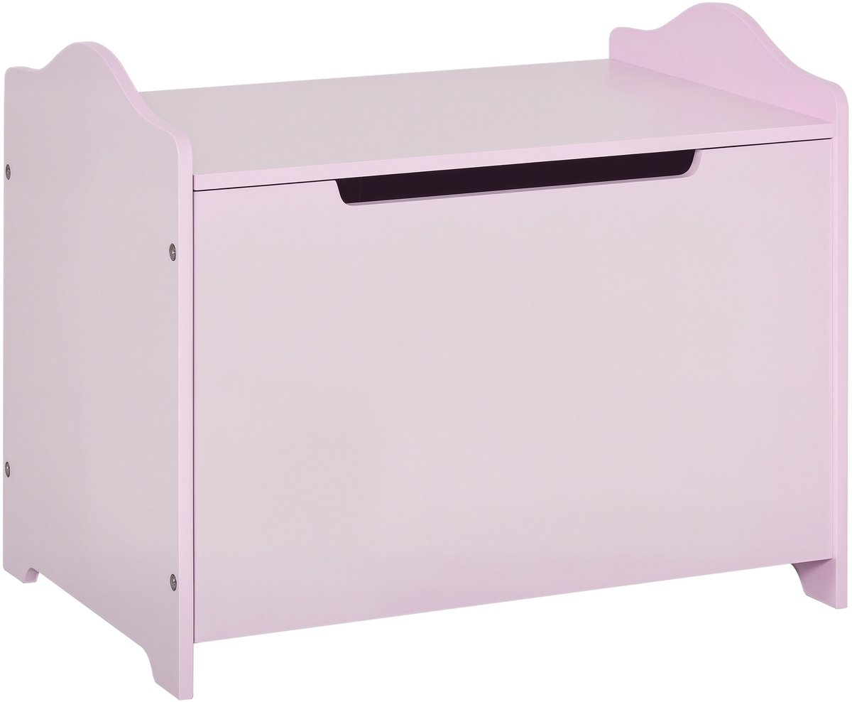 Speelgoedkist - opbergkist - 60 l x 40 b x 48 h cm - MDF - met pneumatische cilinder - roze - MDF