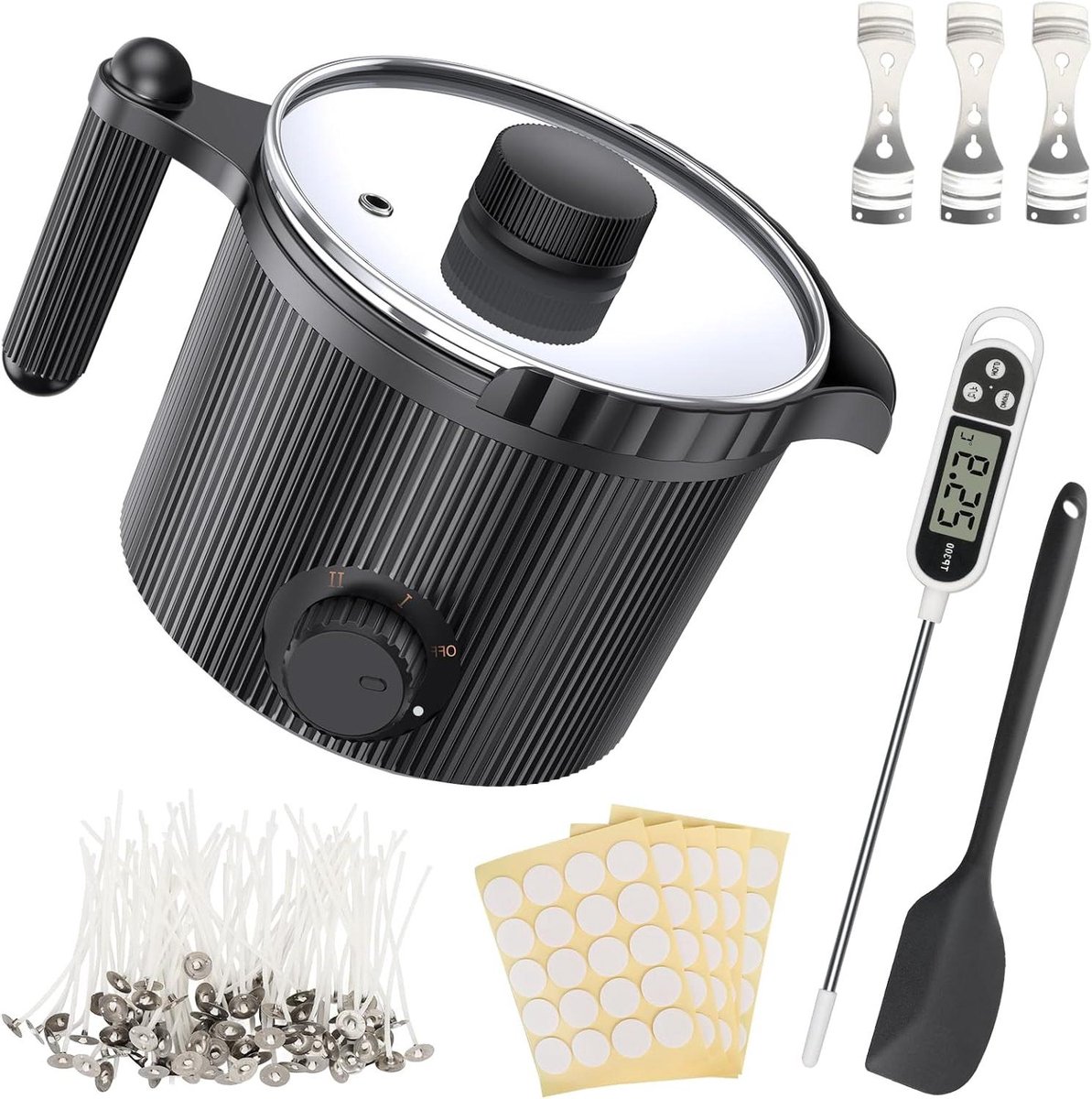 Kaarsen Maak Set - Wax Smelt Pot - Zelf Kaarsen Maken - Automatische Uitschakeling - 1.5L Capaciteit - Zwart