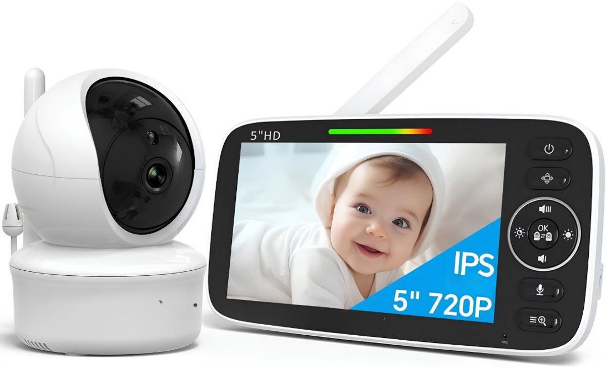 NIVA® Babyfoon - Babyfoon met Camera - Babyphone - Baby Monitor - Wit - 10cm x 12cm x 17cm