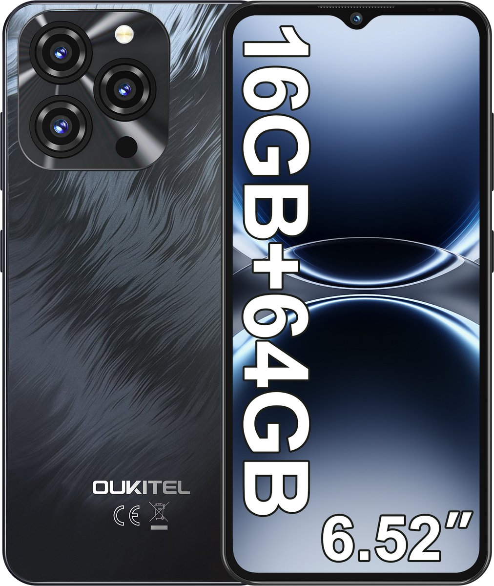 OUKITEL C3 Smartphone , 5000mAh, 16GB+64GB, 13MP, 6,52" HD, Android 14, Dual 4G, OTG, GPS