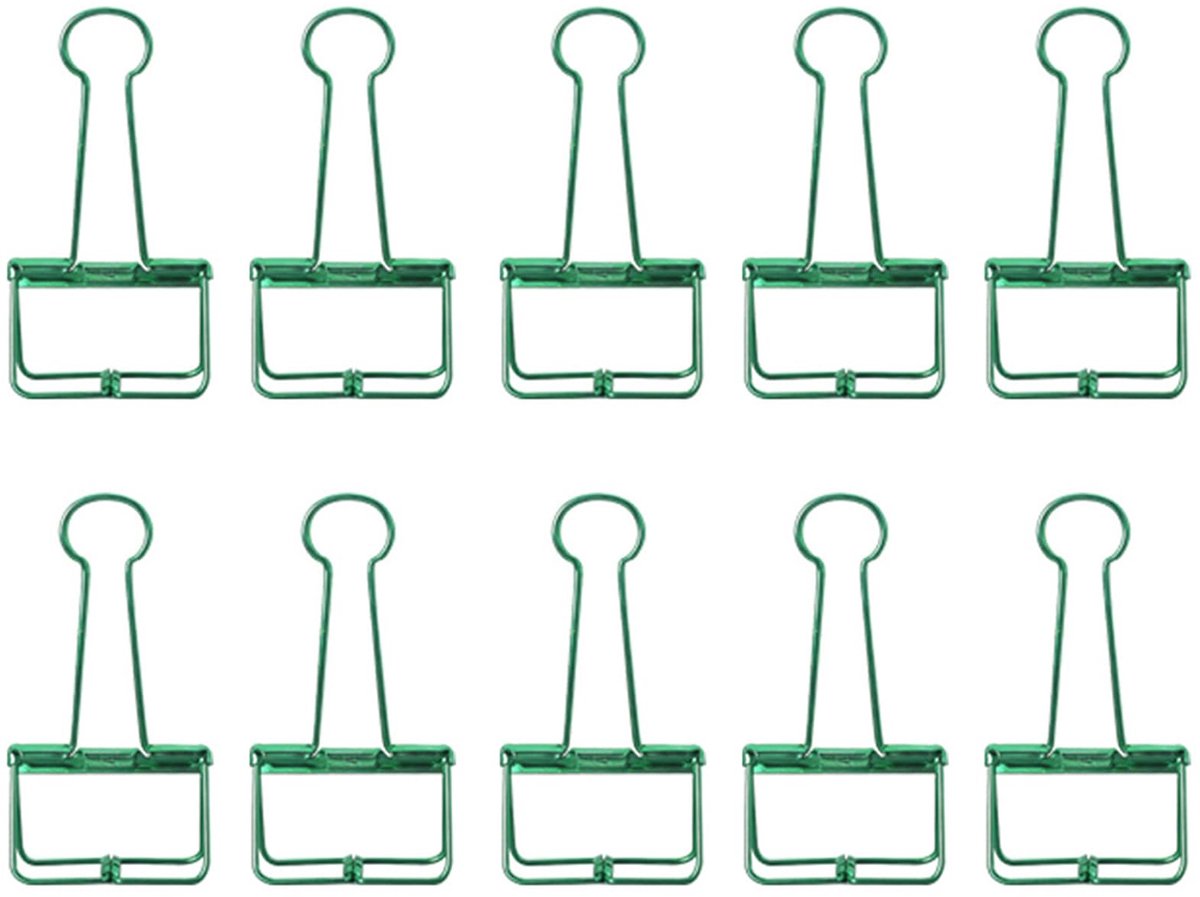 Metalen paperclips 32mm, 10 stuks, groene binderclips voor kantoor en school