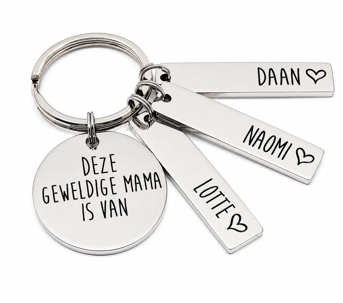 Gepersonaliseerde Sleutelhanger "Deze geweldige..." met Namen | RVS Sleutelhanger | Cadeau Vader | Cadeau Moeder | Cadeau Opa | Cadeau Oma | Zilver