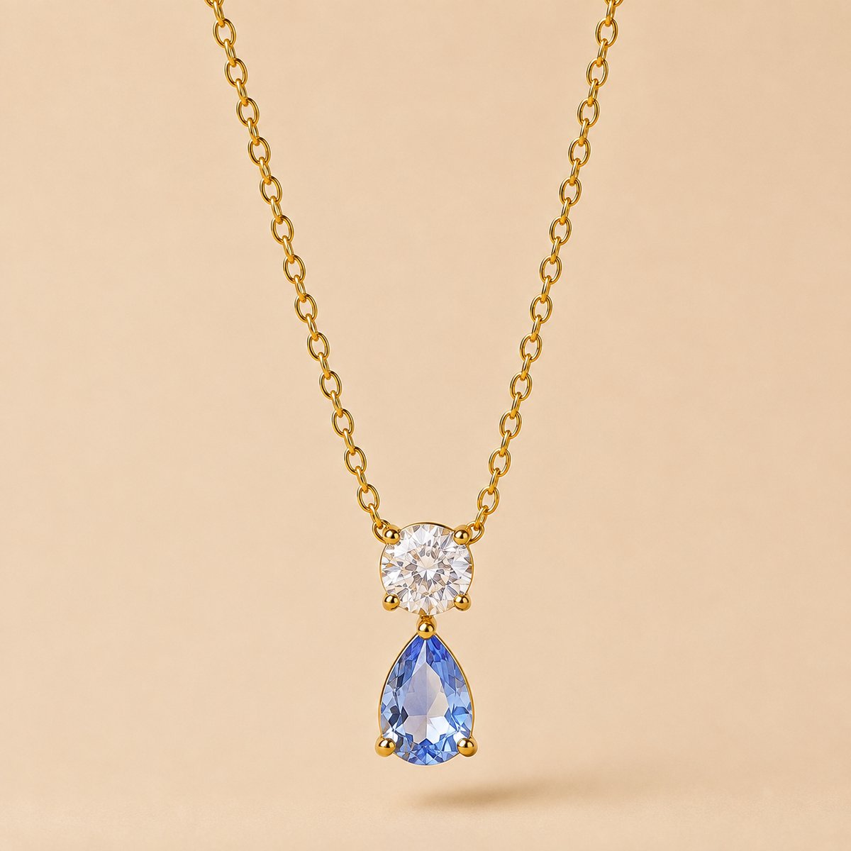 Maevi® Ketting met Geboortesteen - Maand: September - Kleur: Goud - Birth Stone - Geboorte Cadeau / Kraamcadeau - RVS / Stainless Steel / Roestvrijstaal - Geboorte Steen - Ketting / Necklace - Hoge Kwaliteit - Incl. Luxe Verpakking