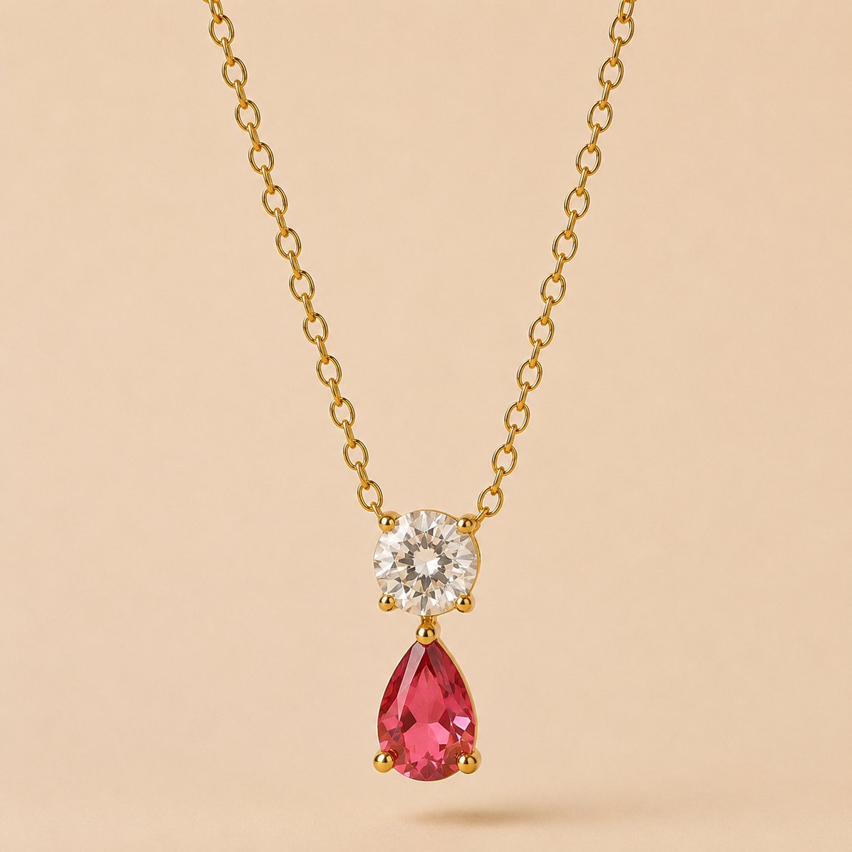 Maevi® Ketting met Geboortesteen - Maand: Oktober - Kleur: Goud - Birth Stone - Geboorte Cadeau / Kraamcadeau - RVS / Stainless Steel / Roestvrijstaal - Geboorte Steen - Ketting / Necklace - Hoge Kwaliteit - Incl. Luxe Verpakking
