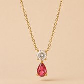 Maevi® Ketting met Geboortesteen - Maand: Oktober - Kleur: Goud - Birth Stone - Geboorte Cadeau / Kraamcadeau - RVS / Stainless Steel / Roestvrijstaal - Geboorte Steen - Ketting / Necklace - Hoge Kwaliteit - Incl. Luxe Verpakking