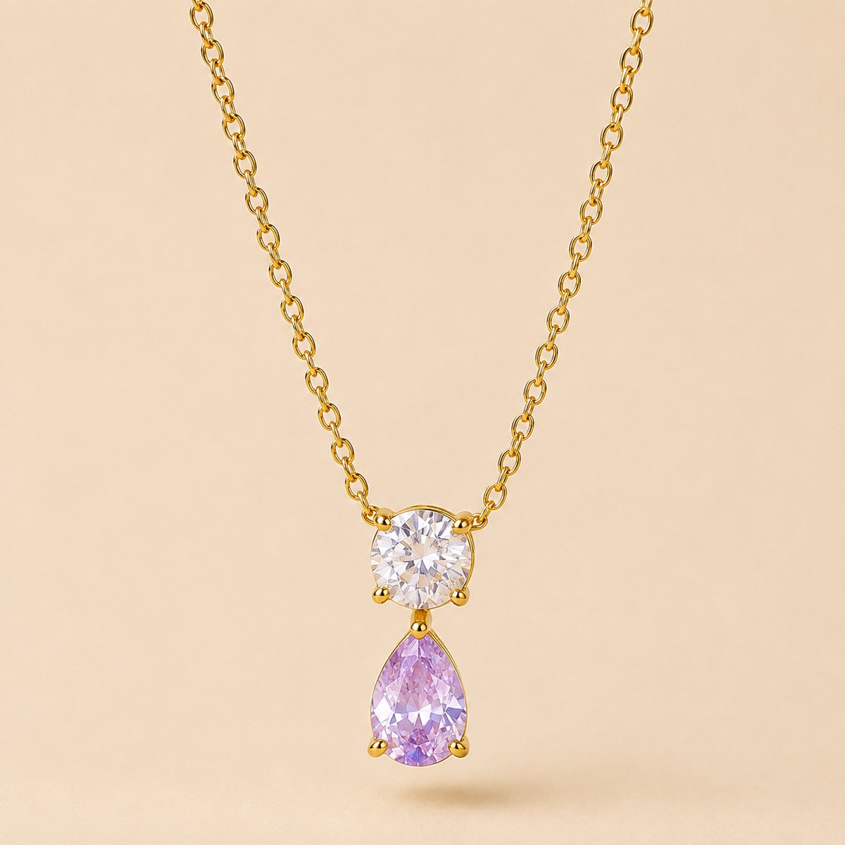 Maevi® Ketting met Geboortesteen - Maand: Juni - Kleur: Goud - Birth Stone - Geboorte Cadeau / Kraamcadeau - RVS / Stainless Steel / Roestvrijstaal - Geboorte Steen - Ketting / Necklace - Hoge Kwaliteit - Incl. Luxe Verpakking