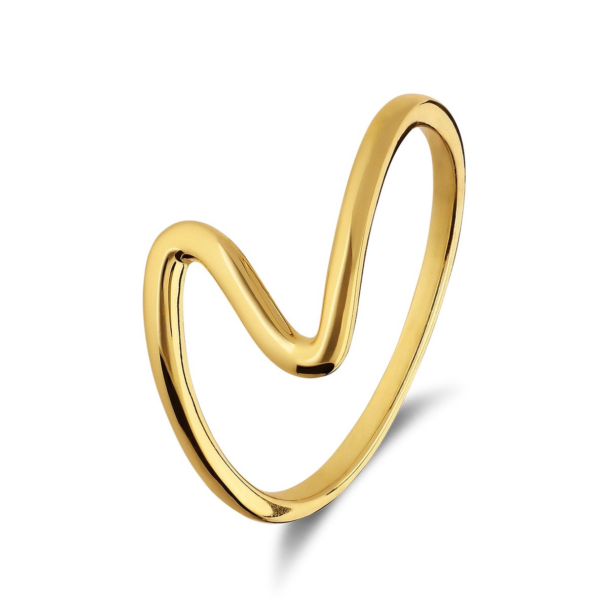 Lucardi Dames Zilveren goldplated ring golf - Ring - 925 Zilver - Goudkleurig - 16 / 50 mm
