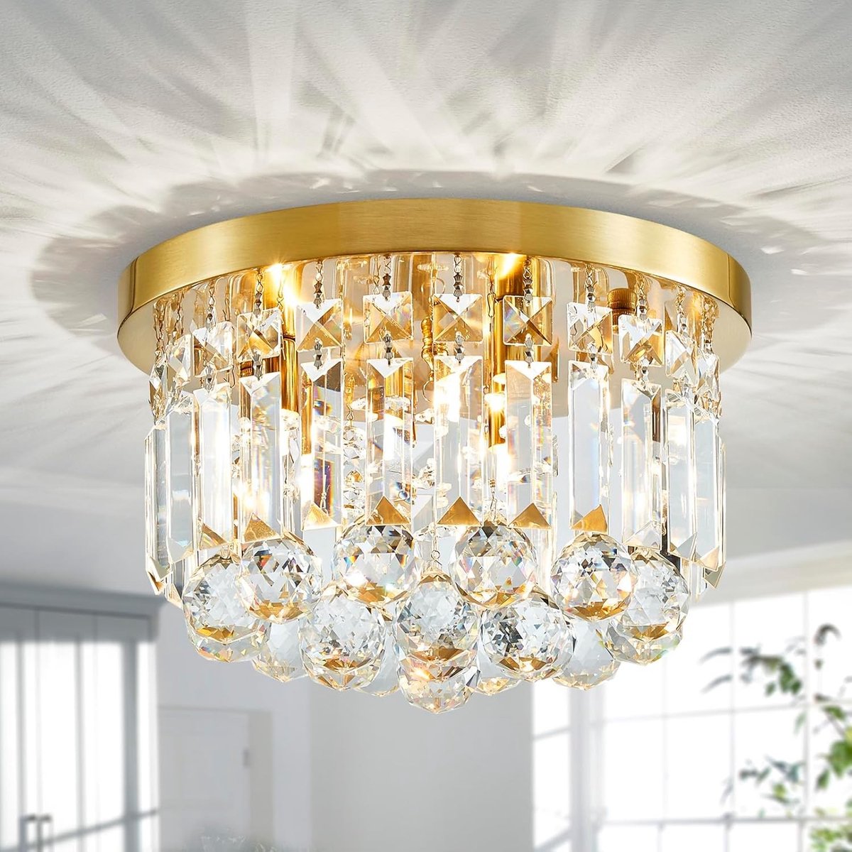 Kristallen Plafondlamp - Goud - 30 x 24 cm - Moderne Kroonluchter - Voor Woonruimtes