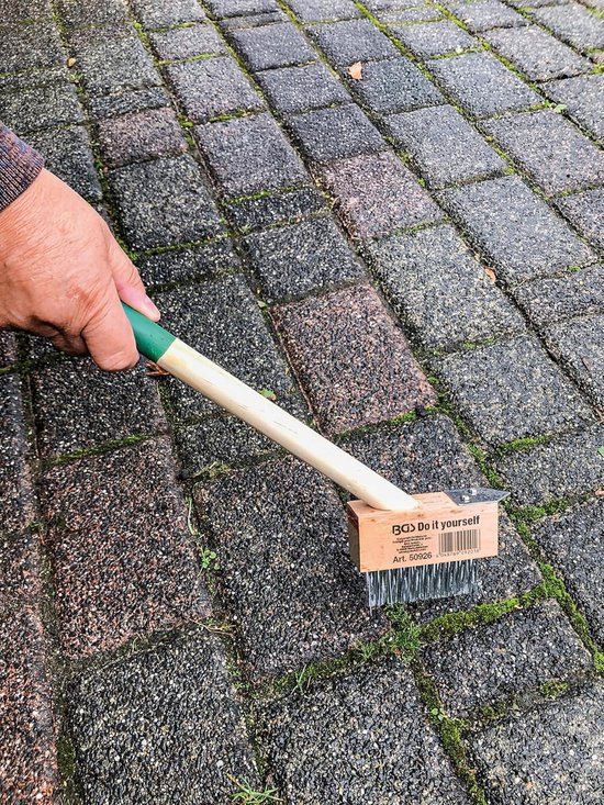 Onkruidvoegen-draadborstel - 300 mm - Houten Handvat - Voor Reinigen van Voegen en Wandhoeken — afbeelding 2