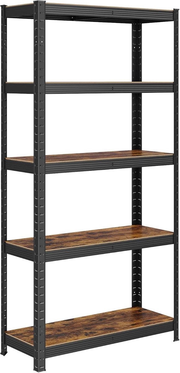Zwaar Belastbaar Opbergrek - 5 Verstelbare Planken - Draagvermogen Tot 650 kg - Metalen Stellingkast Voor Garage, Kelder En Magazijn