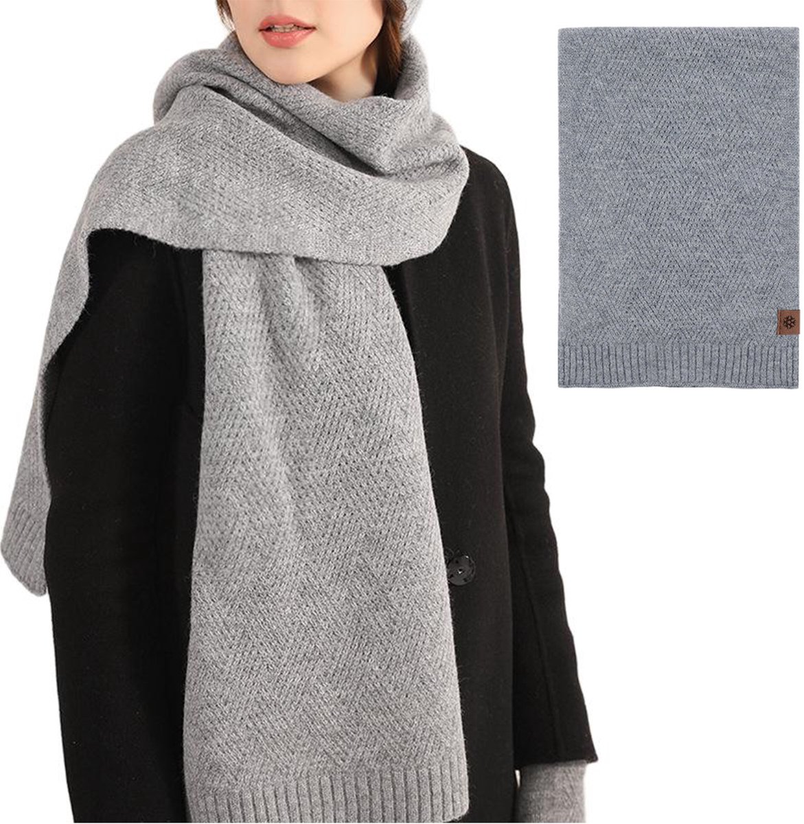Wollen Sjaal Dames Heren Winter – Lange Gebreide Sjaal 180x28 cm – Wolmix Nekwarmer – Zacht & Warm – Effen Design – Klassieke Wintersjaal voor Herfst & Koude Dagen – 1 stuk