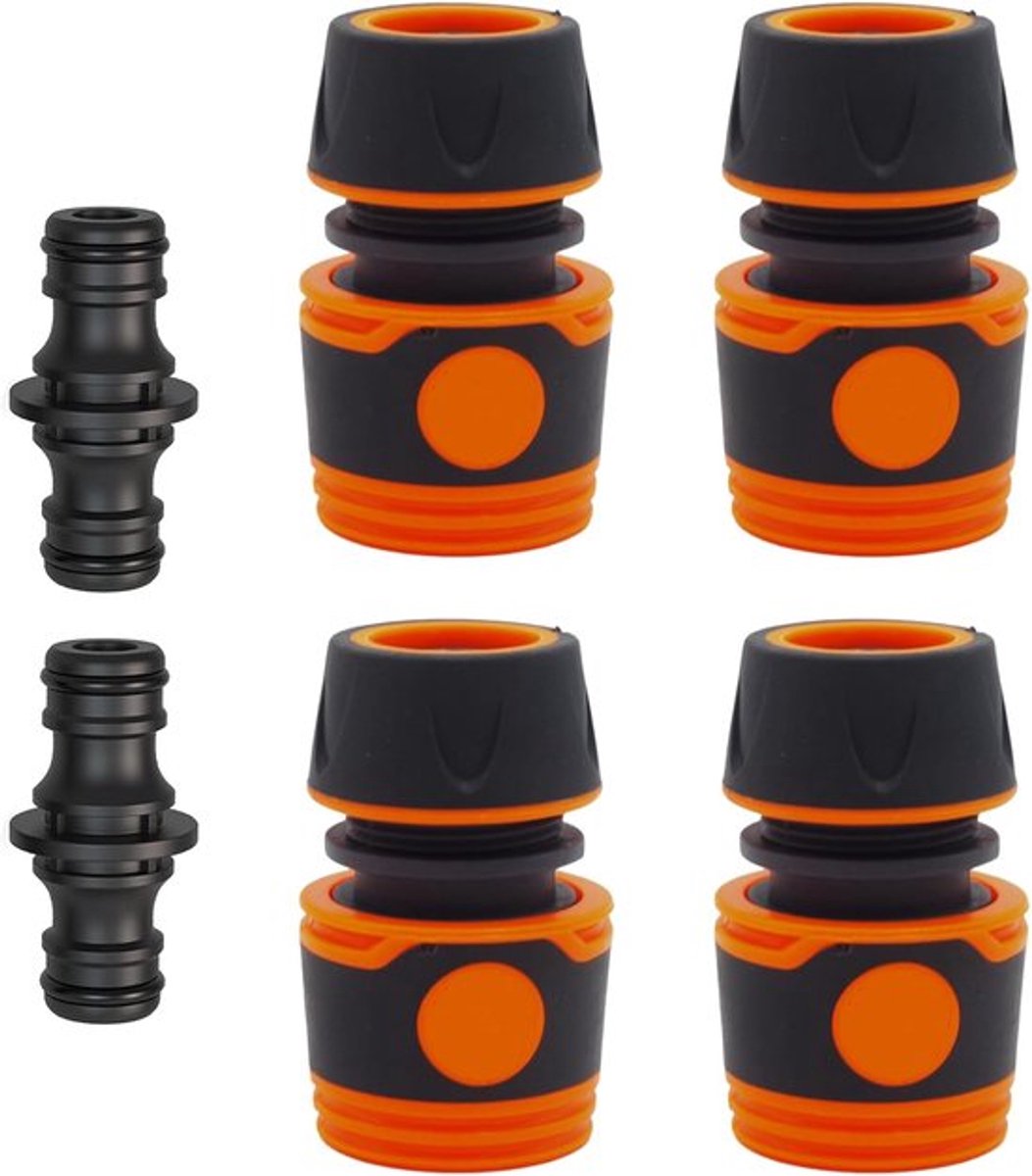 4 stuks slangverbinder 1/2 inch - 2 stuks dubbele plug-slangkoppeling - slangkoppeling - tuin - snelle verbinding