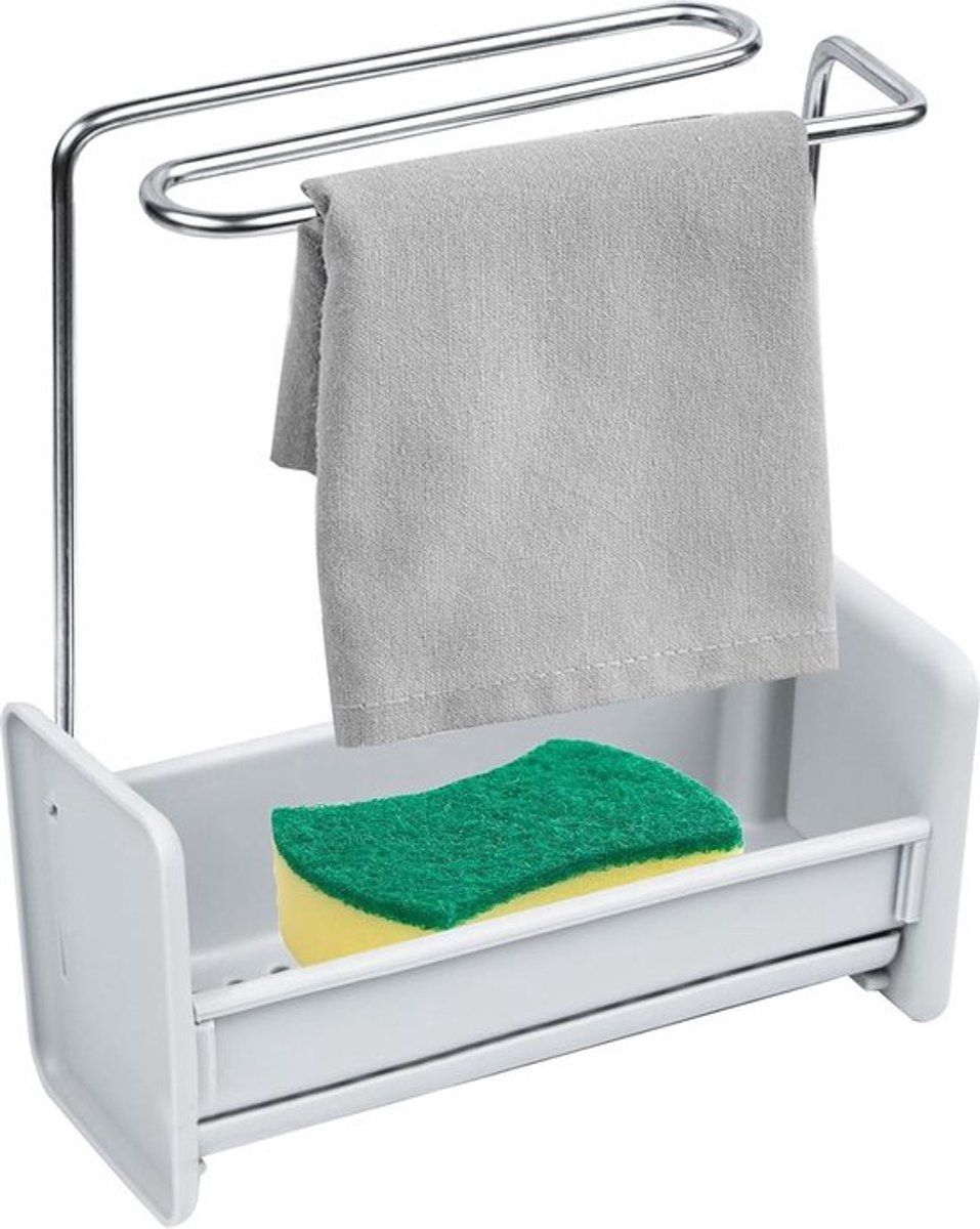 Sponshouder spoelbakhouder voor keuken en badkamer met afdruipbak - Uitgehold design met gootsteenorganizer - Keukensponshouder sponshouder gootsteen magnetische
