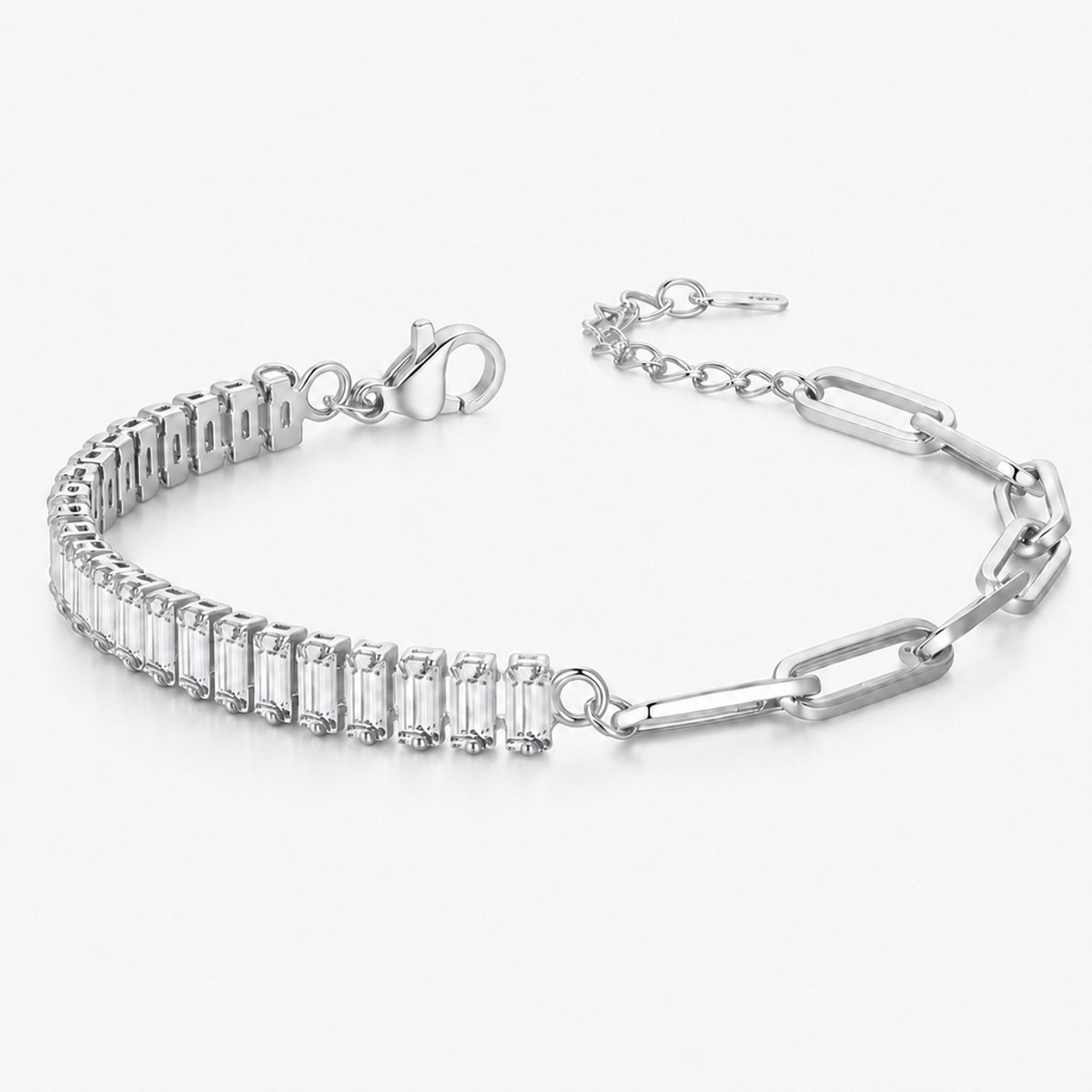 LGT JWLS - Dames armband - Schakelarmband - Witte zirkonia