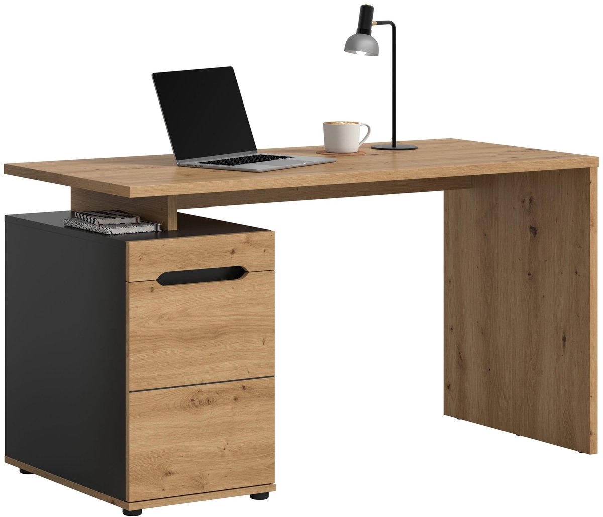Basaltgrijze bureau 140 cm - Modern design met royale werkruimte - FSC-gecertificeerd