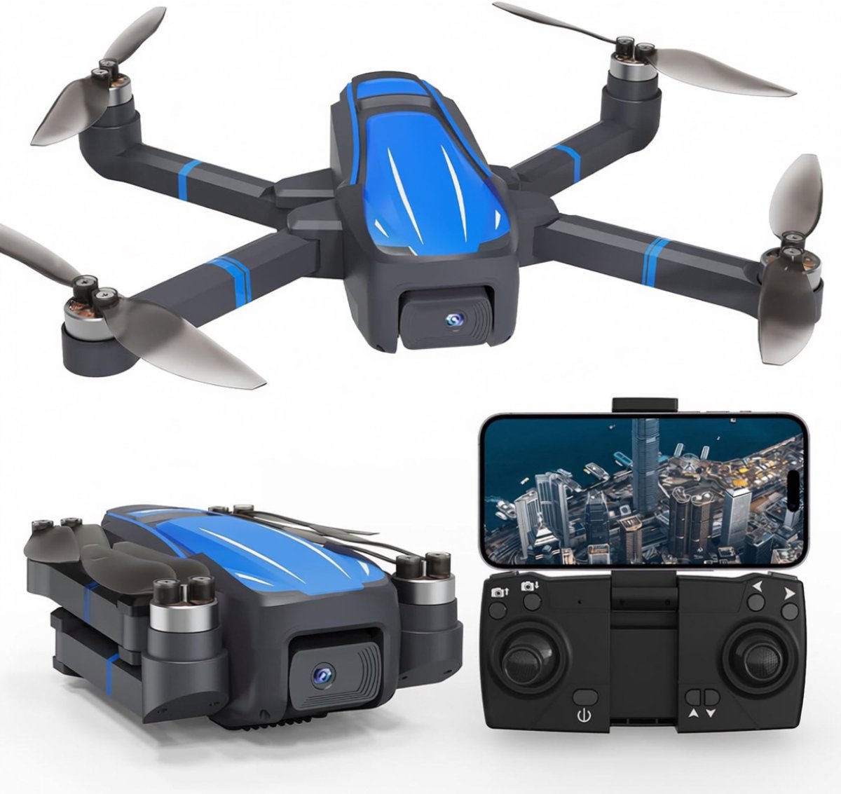 SNJY® Drone met Camera - Drone voor Volwassenen - Drones voor Kinderen - 4K Camera - 3D Flip - Zwart/Blauw