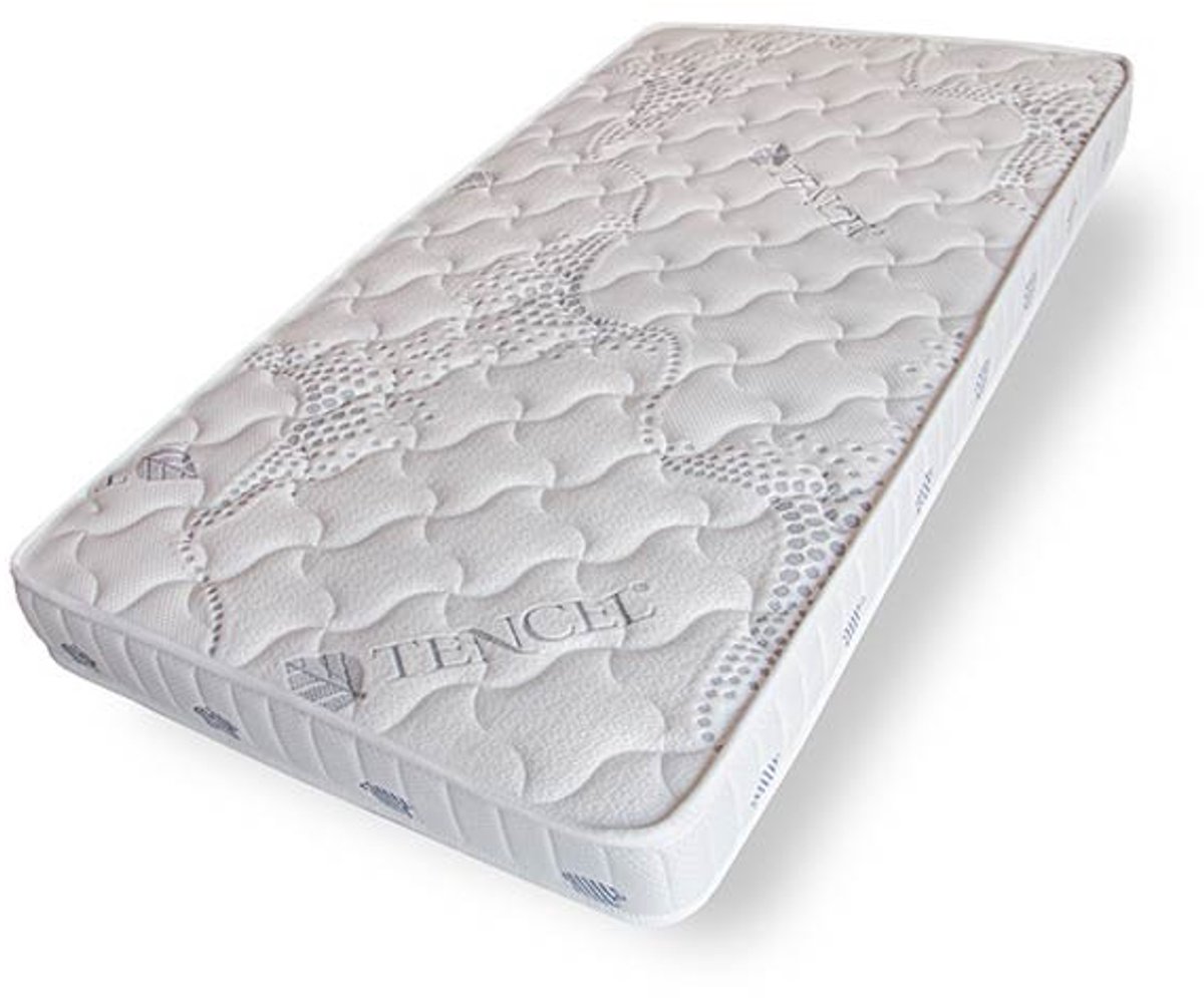 Matris Babymatras - Ledikantmatras 70x140 Cm - Biologisch Tencel - Medium Stevig - Ademend En Omkeerbaar Blanco