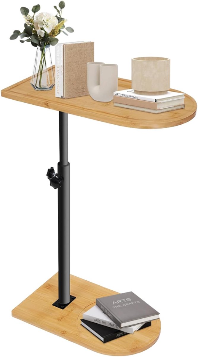 ZRNS® Banktafel - Bedtafel - Bijzettafel - Laptoptafel - Verstelbaar - Metaal - Hout