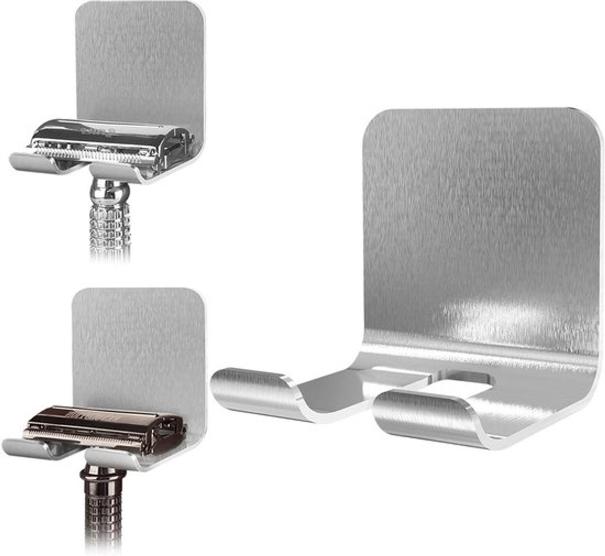 Wandmontage Shaver Houder voor Douche, Zelfklevende Haak Stand, Badkamer Scheermes Houder met Vikings en Merkur Razor Compatibiliteit - 2 Pack