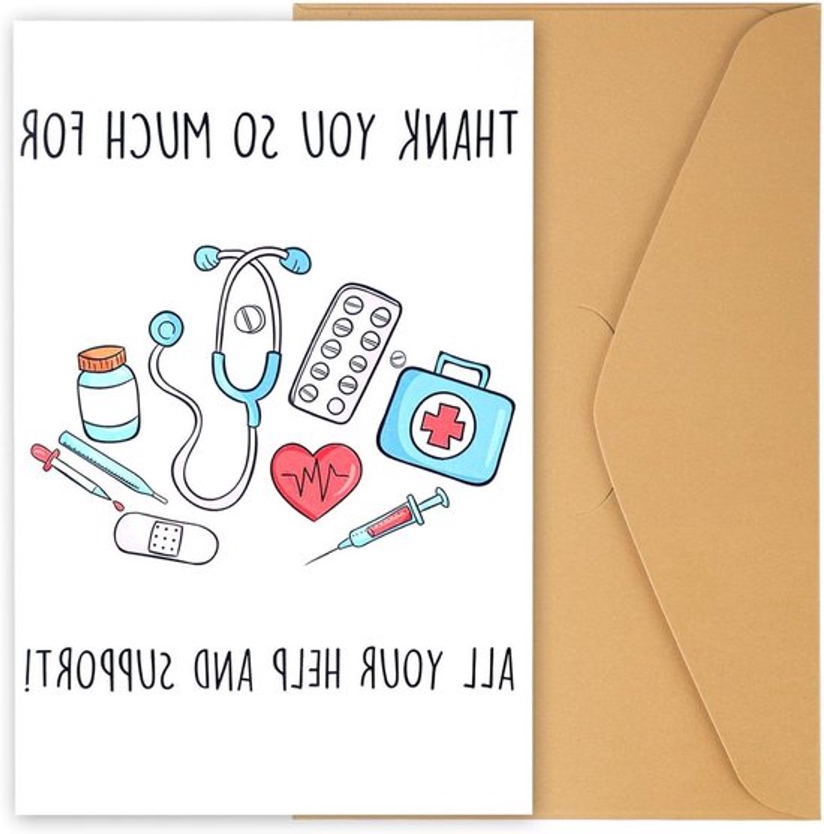 Schattige Bedankkaart met Envelop voor Medisch Personeel - Grappige Waarderingskaarten - Doktersdagcadeaus.