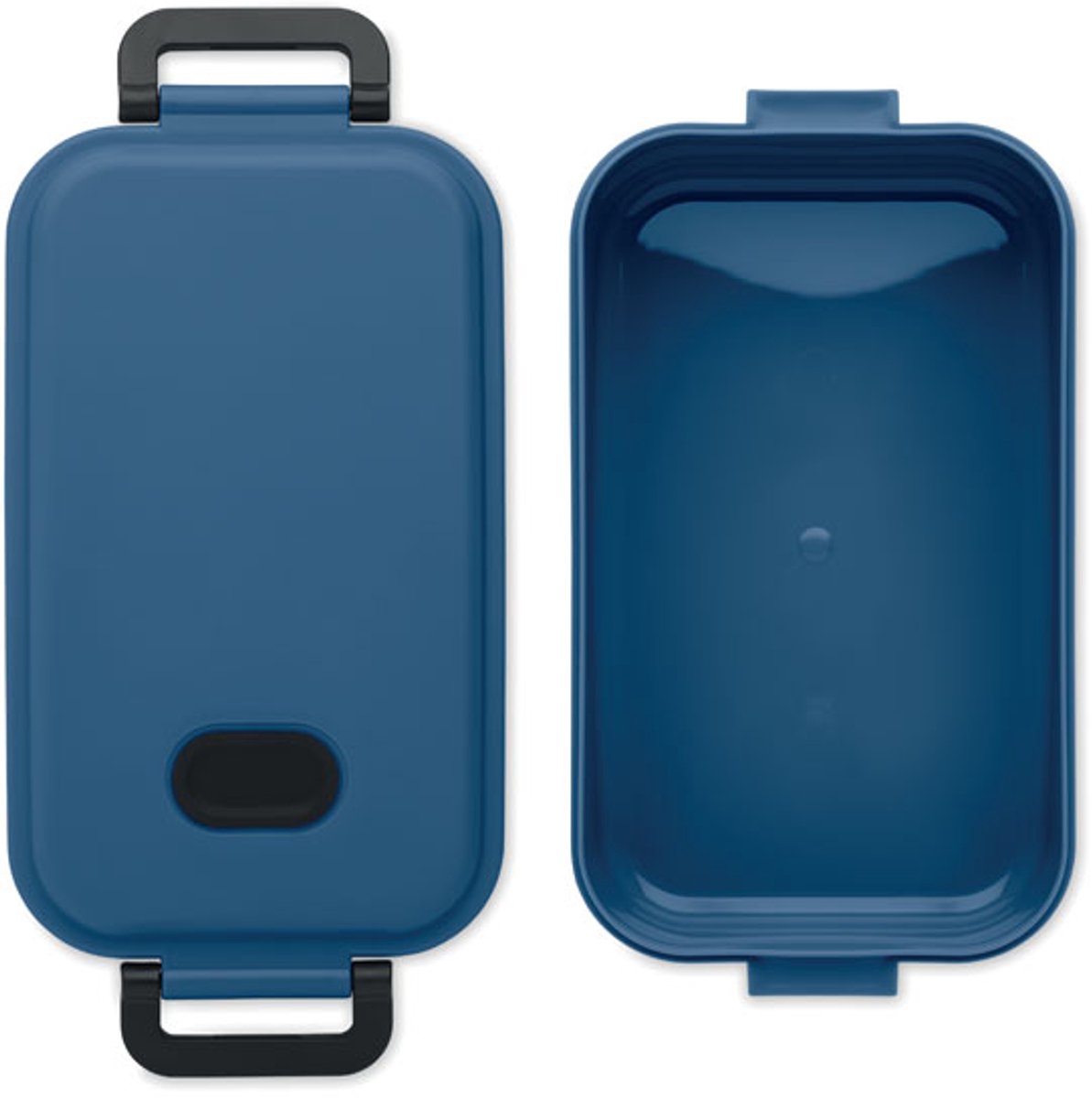 PP lunchbox met luchtdicht deksel, siliconen ventiel en twee zijgespen. Inhoud: 800 ml. Blauw Royal