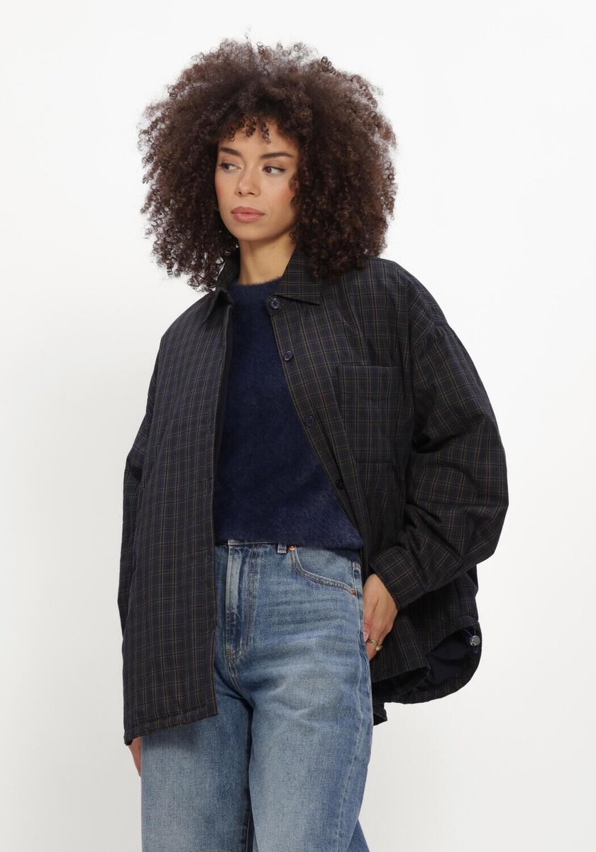 Catwalk Junkie Light Padded Check Jacket Blazers Dames - Donkerblauw - Maat 36