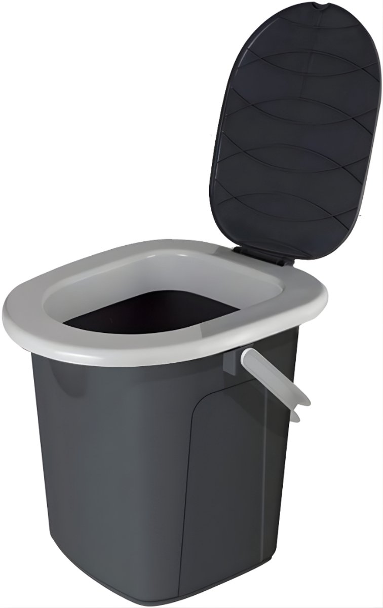 KIRA® Camping Toilet - 22 liter - Draagbaar Toilet - Toiletemmer Met Deksel - Grijs - 38cm x 35cm x 37cm