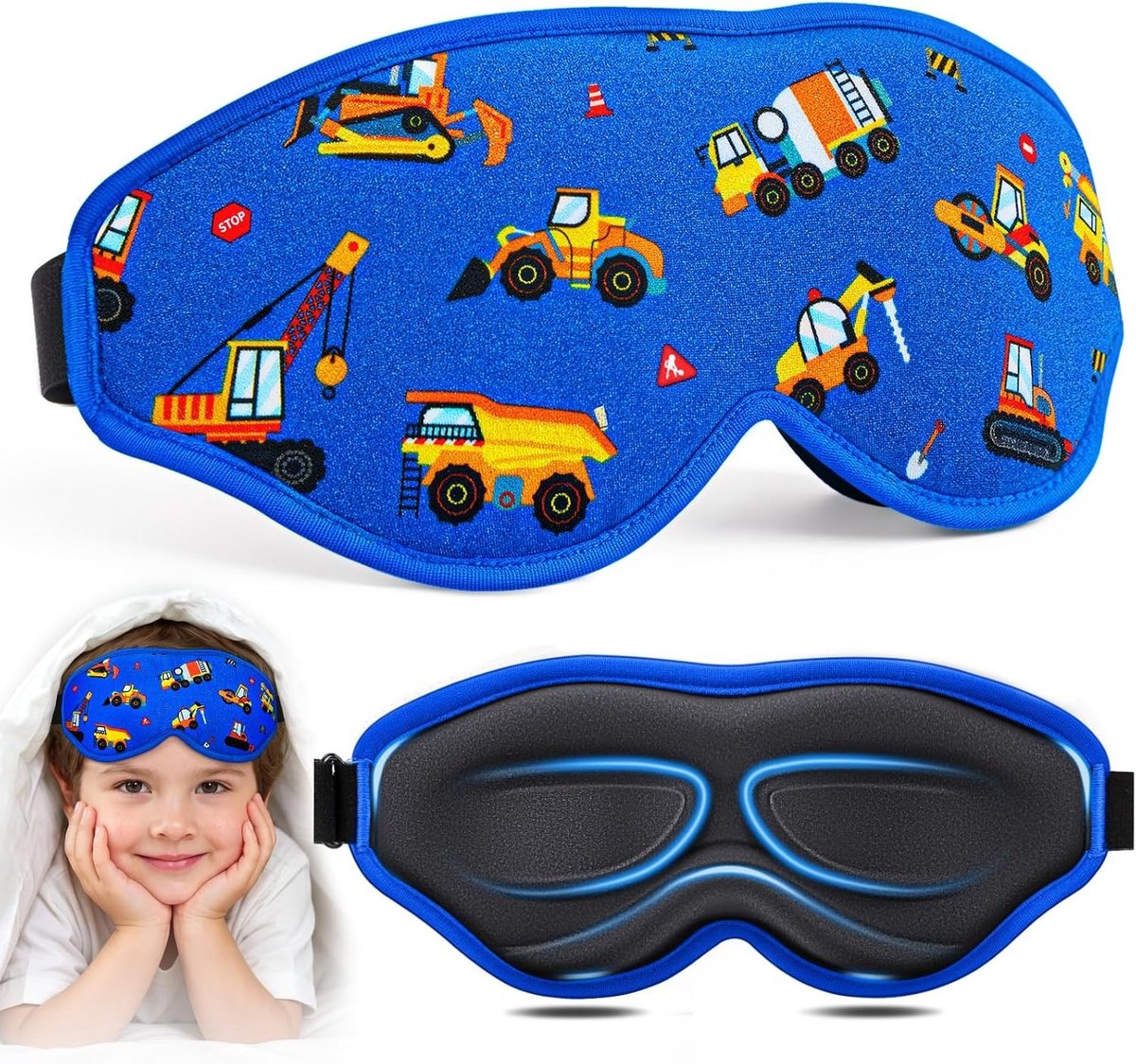 BeeVines 3D-Slaapmasker voor kinderen, verduisterende oogmaskers | Slaapmasker met verstelbare band, drukvrij kussen van traagschuim, reisgeschenk voor jongens