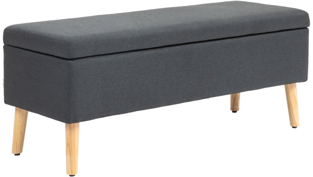 Donkergrijs Opbergbank 110 x 39 x 45 cm, Polsterbank met Opbergruimte, Zitbank, Zithocker, Ottomane, Bedbank, Opbergbank voor Woonkamer, Slaapkamer en Hal, Comfortabel, Stevig en Praktisch, Tot 220 kg