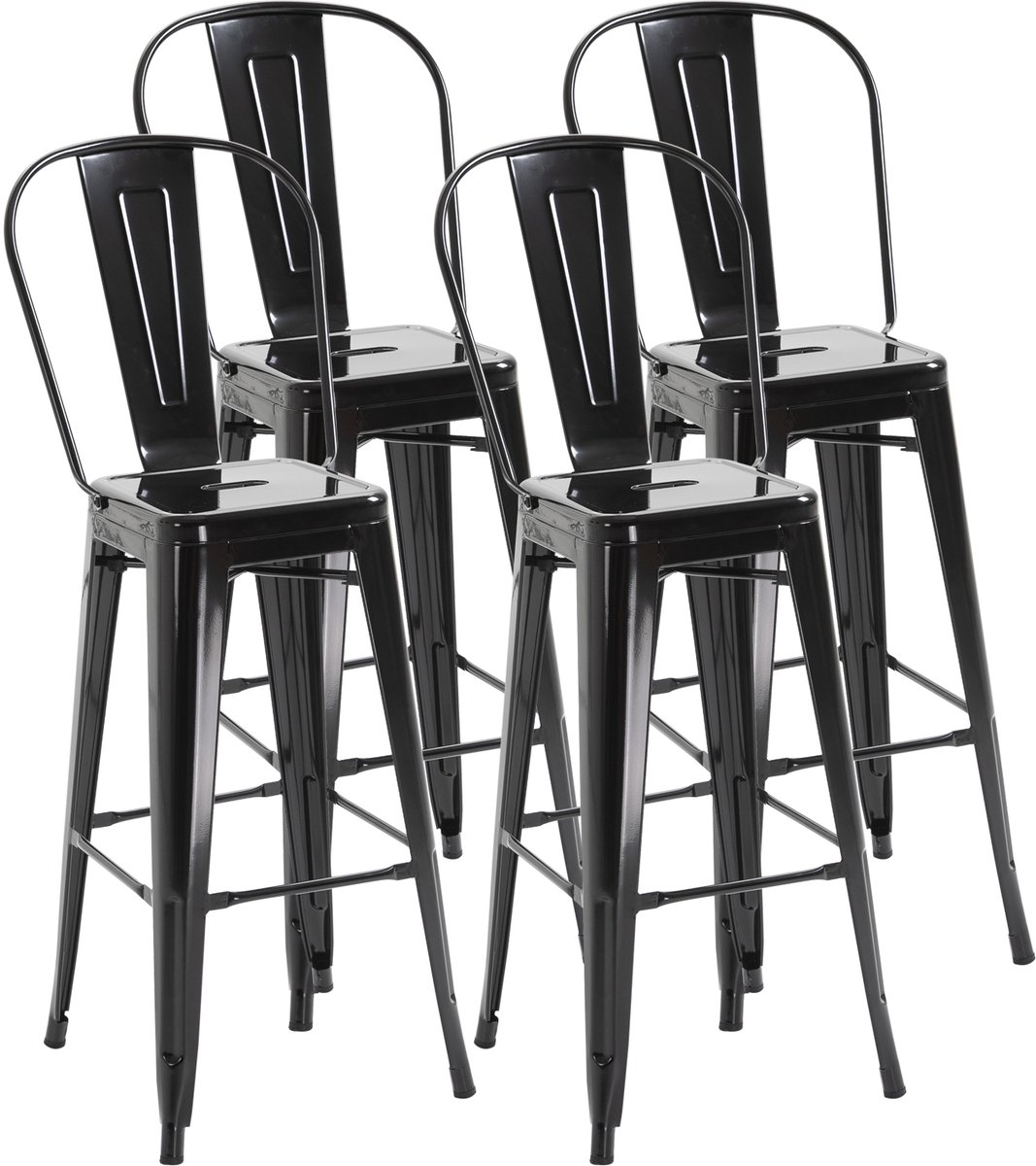 Set van 4 barkrukken - zithoogte 76 cm - stapelbaar