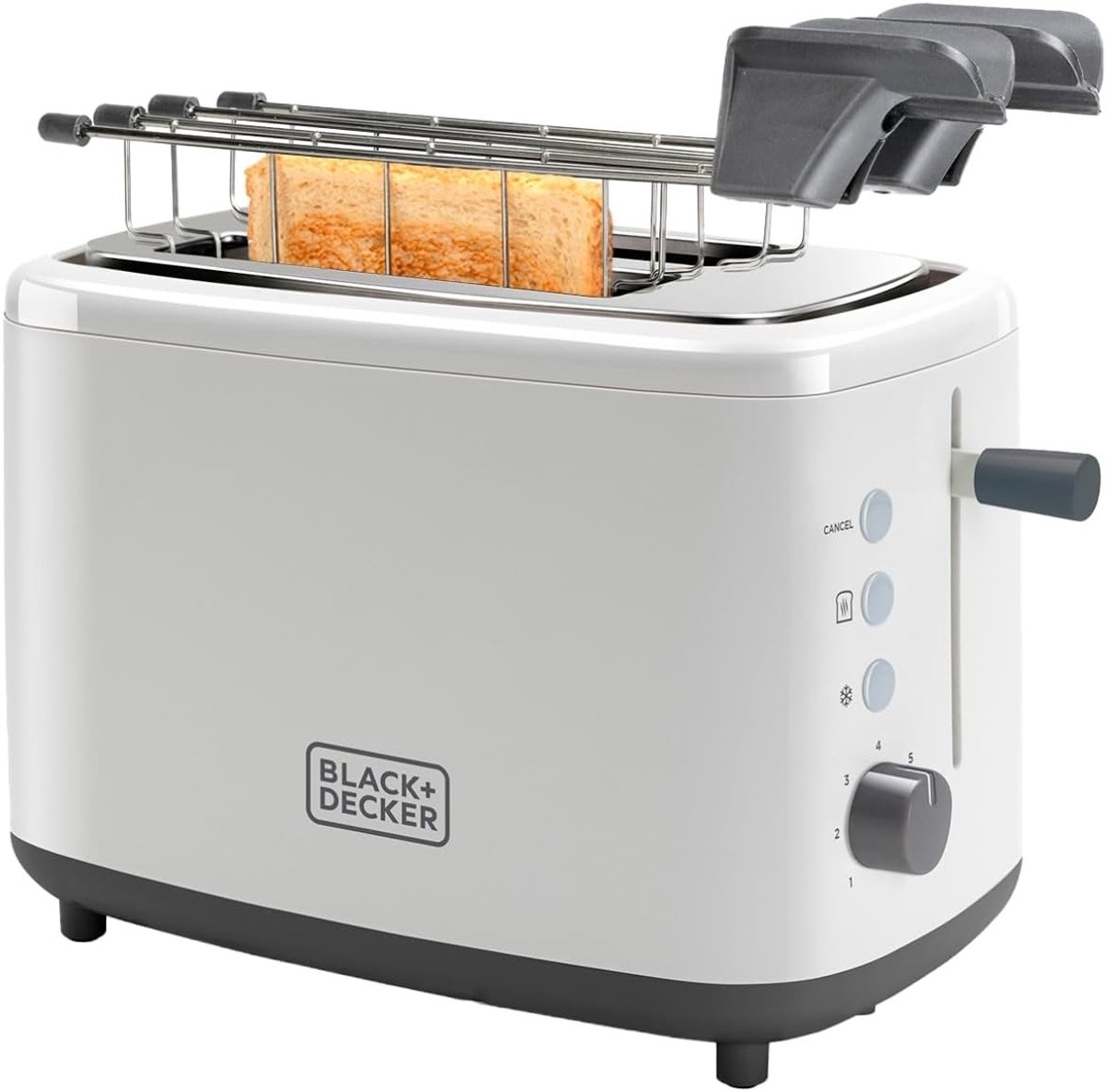 Broodrooster - Wit - Sandwich Tangen - 820W met 7 Bruiningsstanden - Perfect voor Ontdooien en Opwarmen