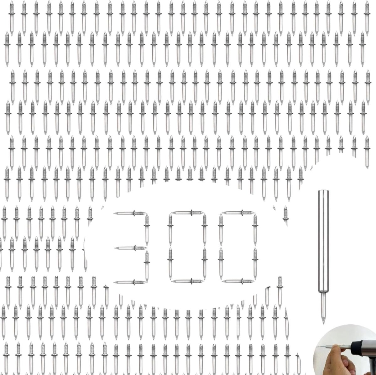 300 Stuks Dubbele Stalen Spijkers met 3 Hoezen, Perfect voor Wanddecoratie, Plinten en Huishoudelijke Verbeteringen, Duurzaam en Eenvoudig te Verwijderen