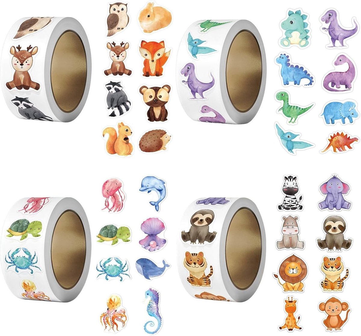 2000 Stuks Beloningsstickers voor Kinderen met Cartoon Dieren | Zelfklevende Motivatie Stickers voor Leraren, Studenten en Gezinnen met 32 Verschillende Patronen