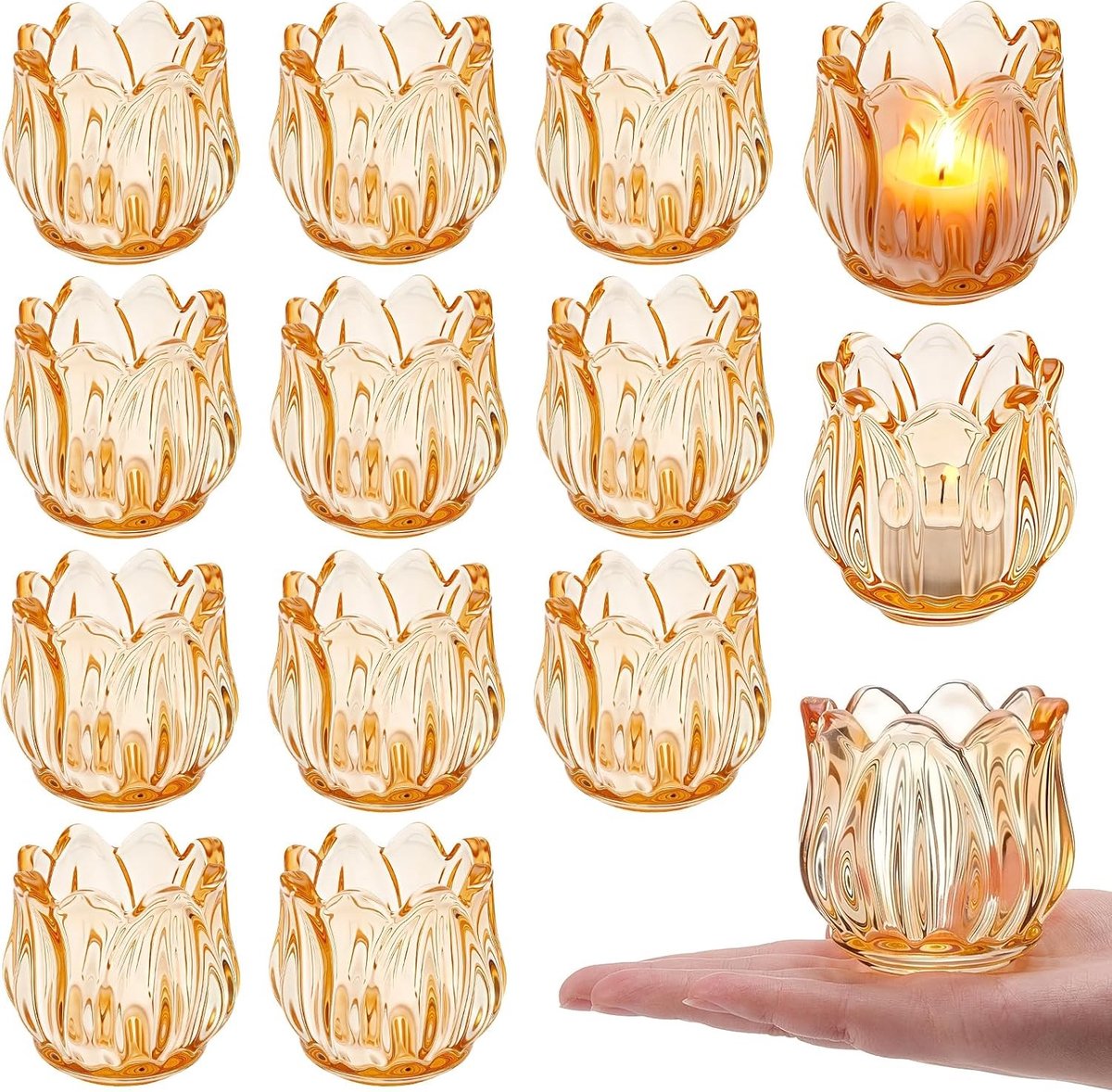 Gouden votief kandelaars set van 26, glazen theelichthouders voor bruiloften, verjaardagen en feesten, ideaal voor decoratie en sfeer