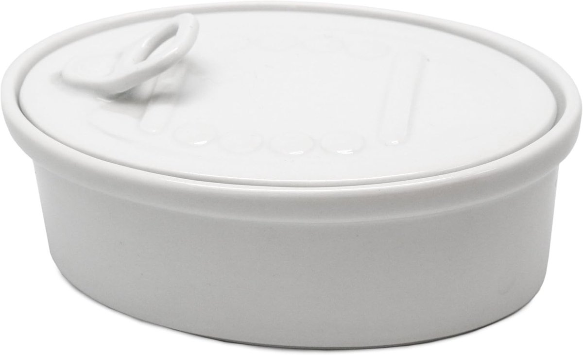 Beschuitblik - Wit - Porselein - Blik met Deksel voor Aperitief en Snacks Serveren