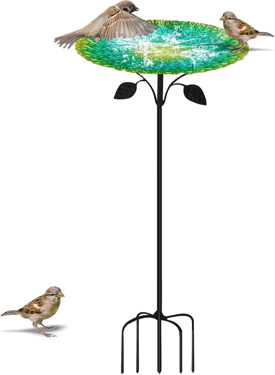 Stijlvolle Vogelbad voor de Tuin, 83 cm Hoog, Met 5-Puntige Basis, Ideaal voor Vogels en Tuinbeleving