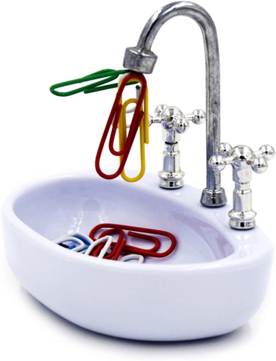 Magnetische paperclipdispenser met kraandesign voor schrijfwaren, paperclip-organizer en decoratie in poppenhuisstijl, multifunctioneel en stijlvol