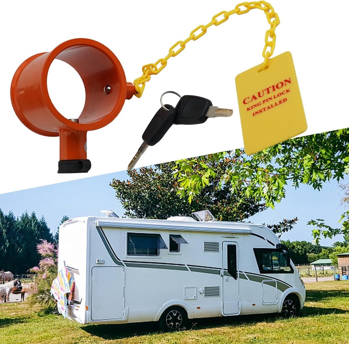 King Pin Lock - Aanhanger Slot - Voertuig Beveiligen - Visuele Diefstalafschrikking - 7.4 cm Binnendiameter - Oranje — cadeau in Cadeau-ideeën - foto 3