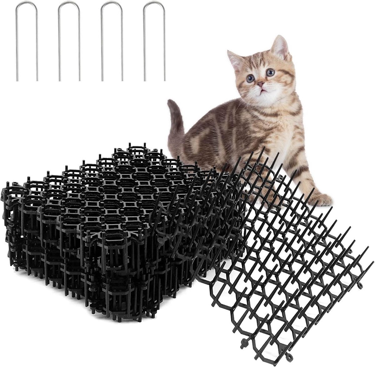 Doornrooster tegen katten - Zwart - 15,2 x 22 cm - Herbruikbaar PP-materiaal - Kattenverjager voor tuin en meubels