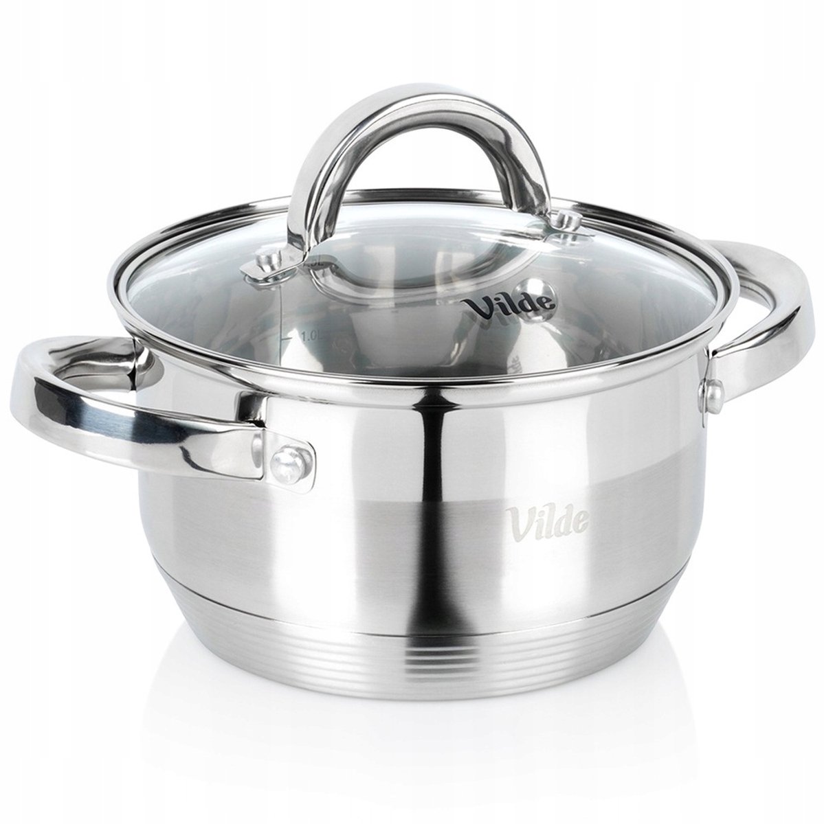 Merkloos RVS Kookpan 1.75L, 16cm met Glazen Deksel - Inductie Geschikt