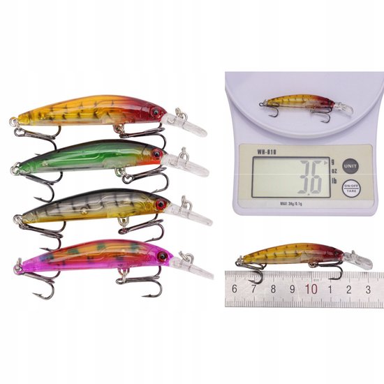 56 Wobblers Set: Snoek, Baars, Snoekbaars - Vissersaas 2-8,5g 3-10cm — afbeelding 4