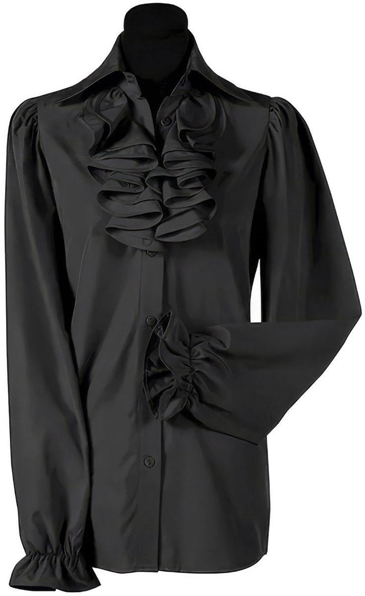 Roezenblouse met jabot zwart