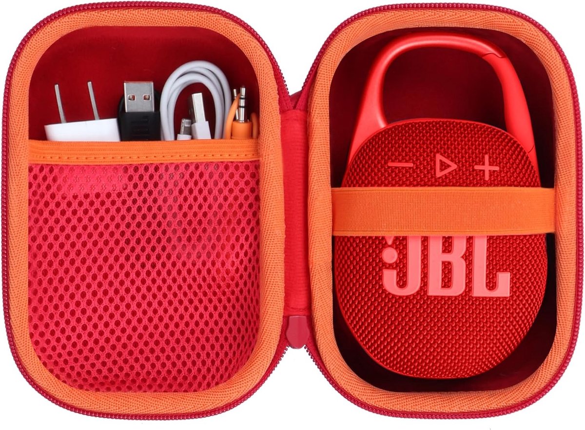 Duurzame Hard Case voor Draagbare Bluetooth Speaker - Geschikt voor JBL Clip 5 en Clip 4 - Rood Beschermhoes met Schokbestendigheid en Stijlvol Ontwerp