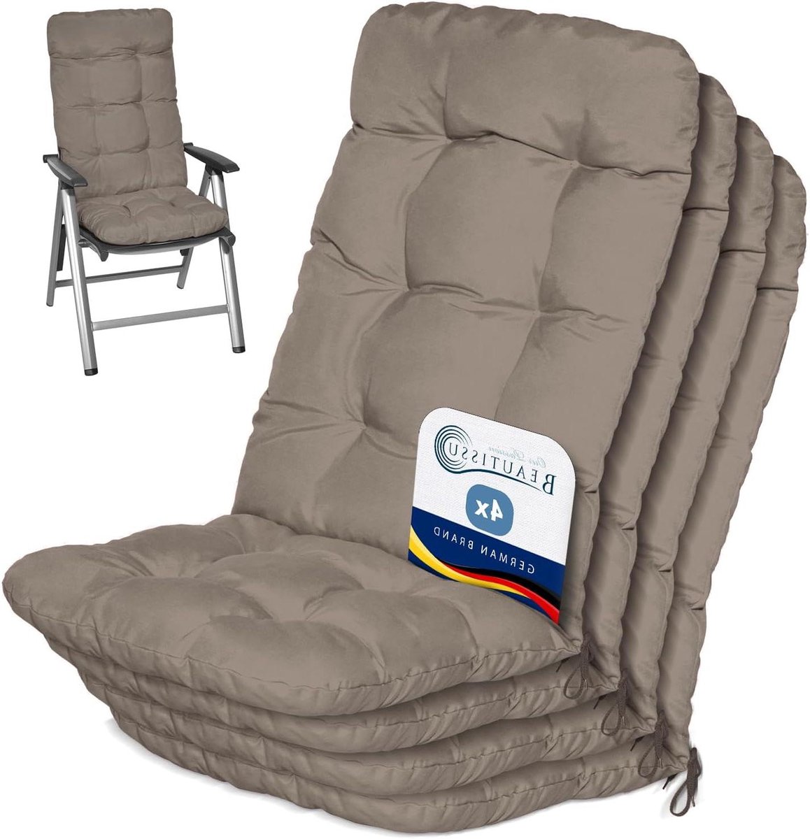 Tuinkussen Set - Zitkussen Bankkussen - Comfortabel Zitten - UV-Bestendigheid 5 - Set van 4 120x50x8cm - Taupe